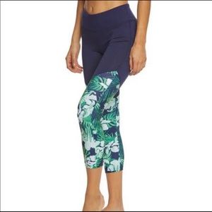 Navy and Green Balance Collection Capri Leggings